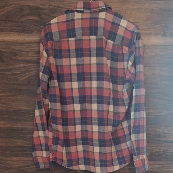 Wrangler Men's Pink & Navy Plaid Stretch Flannel Shirt - Size Small - Picture 5 of 8